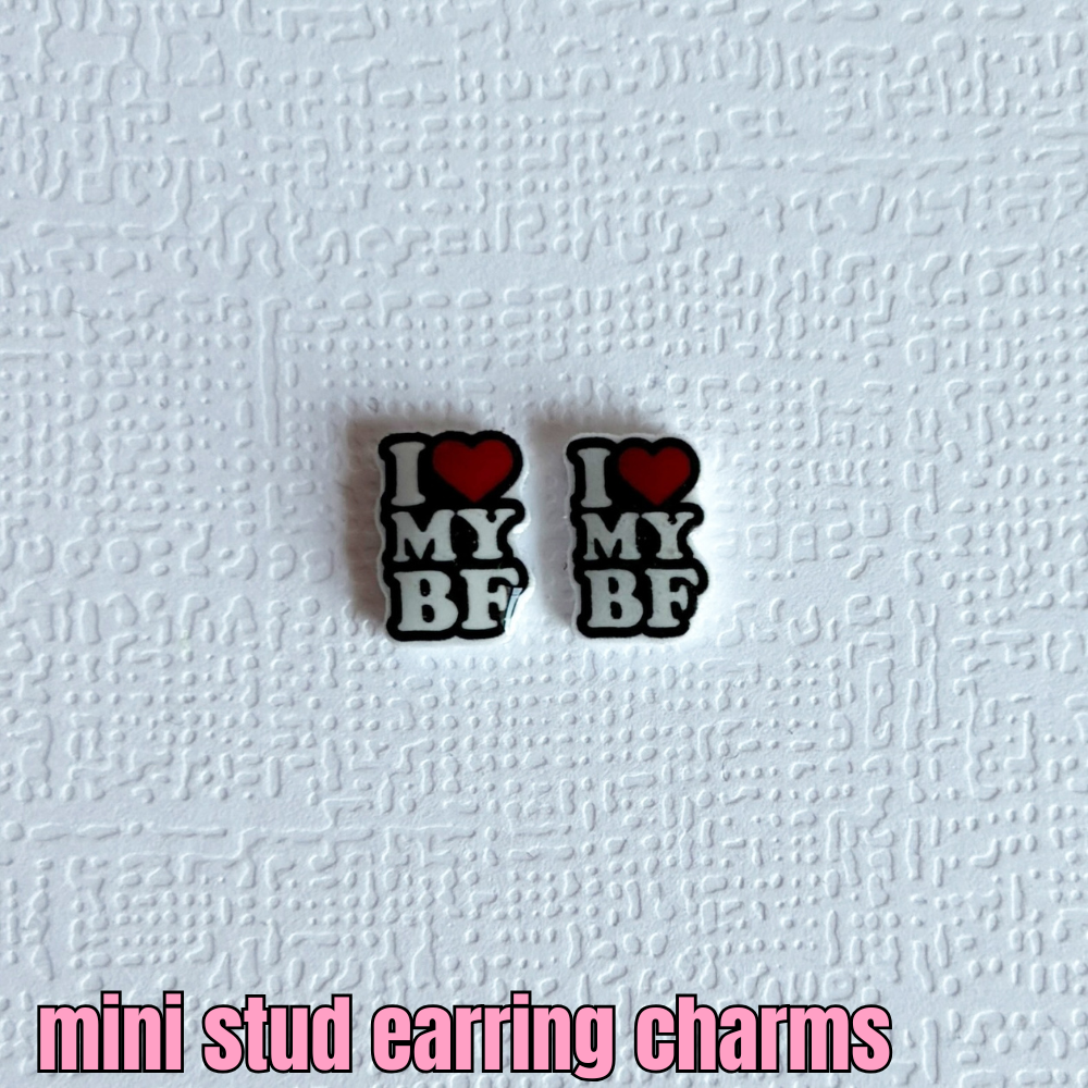 mini I love my bf stud earrings