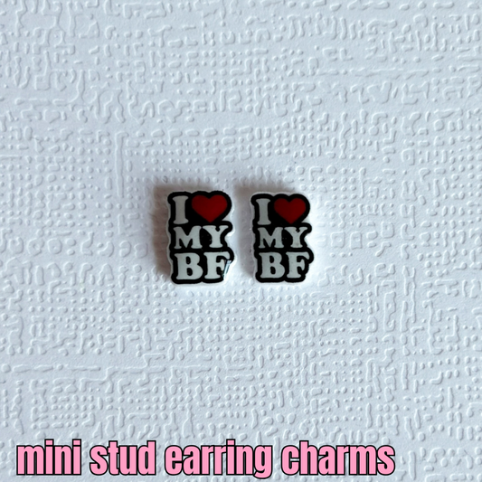 mini I love my bf stud earrings