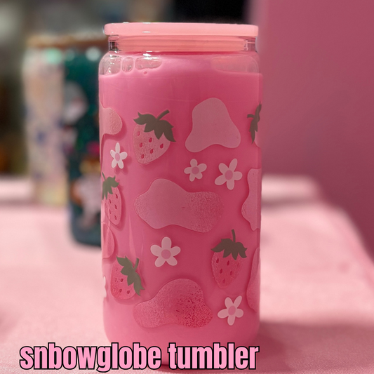 strawberry milk snow globe tumbler