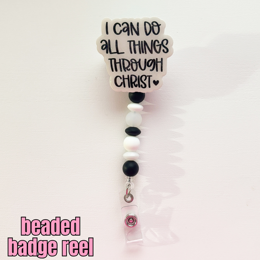 scripture, motivational beaded badge reel