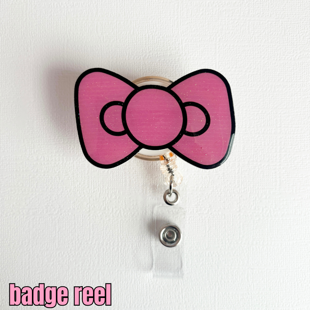 kitty bow badge reel